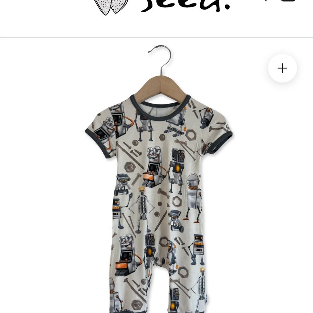 Cream & Gray Robot Print - sleeveless Bodysuit
